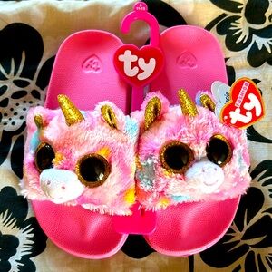 Unicorn Fantasia Ty beanie boos slide on or slip on sandals size 11-13